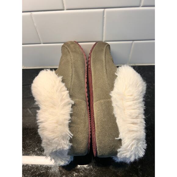 Sorel Go Coffee Run Women's Suede Faux Fur Slip-On Slippers Greyish Tan Size  7 - Picture 8 of 11